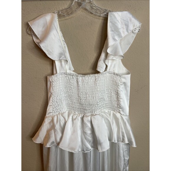 Show Me Your Mumu Reese Ruffle Midi Dress White Chiffon Size Large - Picture 4 of 10